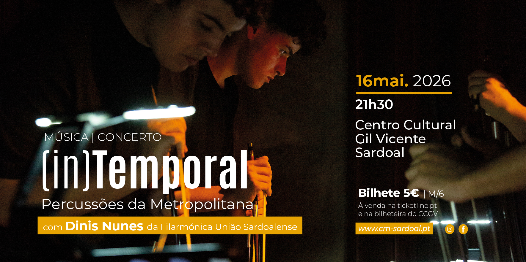 Sexteto de Percussões da Metropolitana no palco do CCGV 